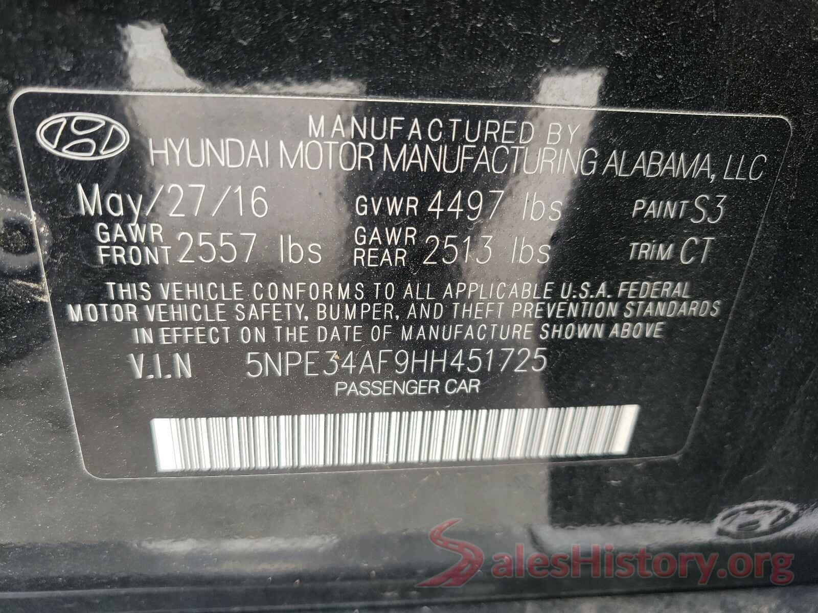 5NPE34AF9HH451725 2017 HYUNDAI SONATA