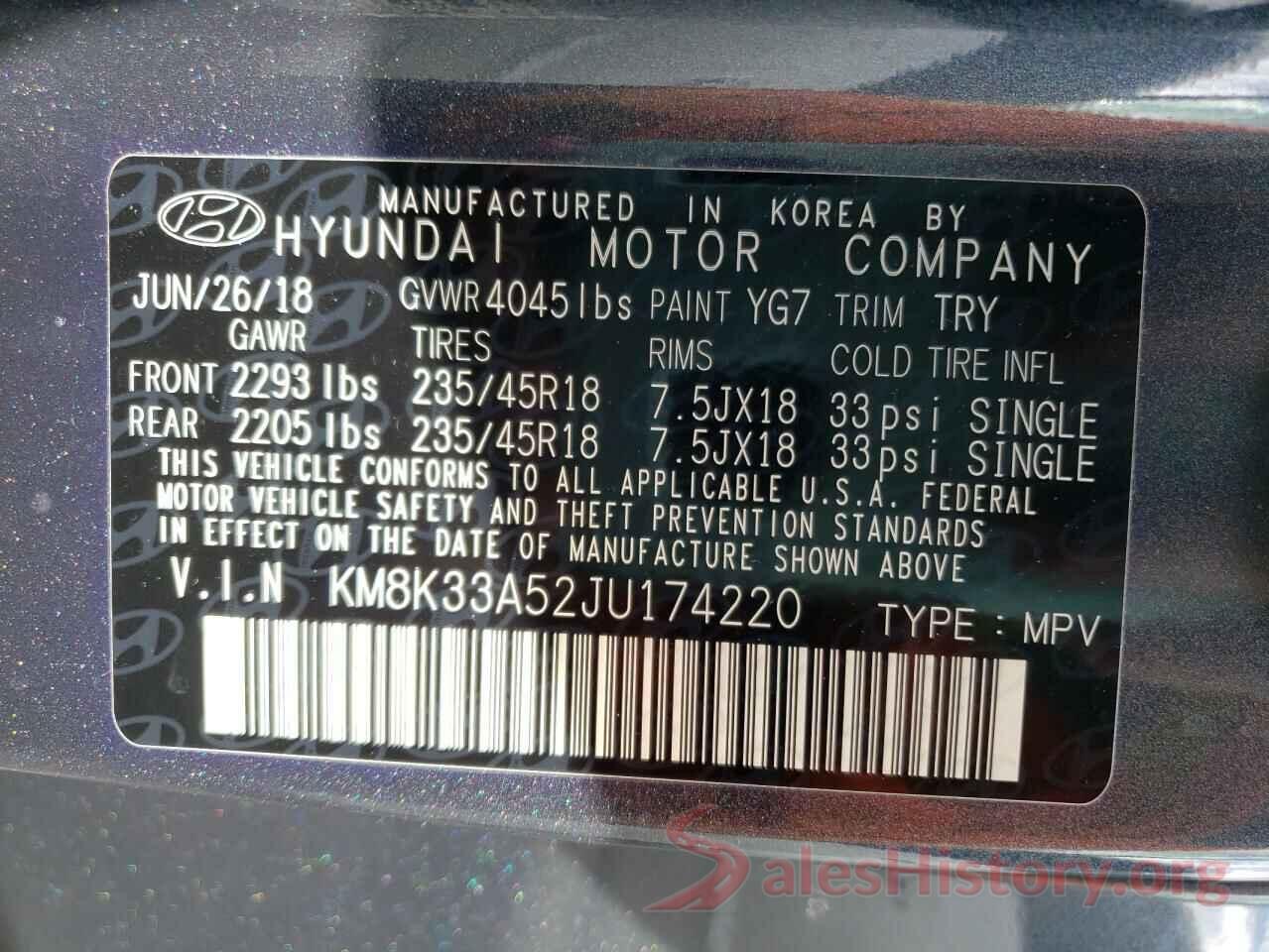 KM8K33A52JU174220 2018 HYUNDAI KONA