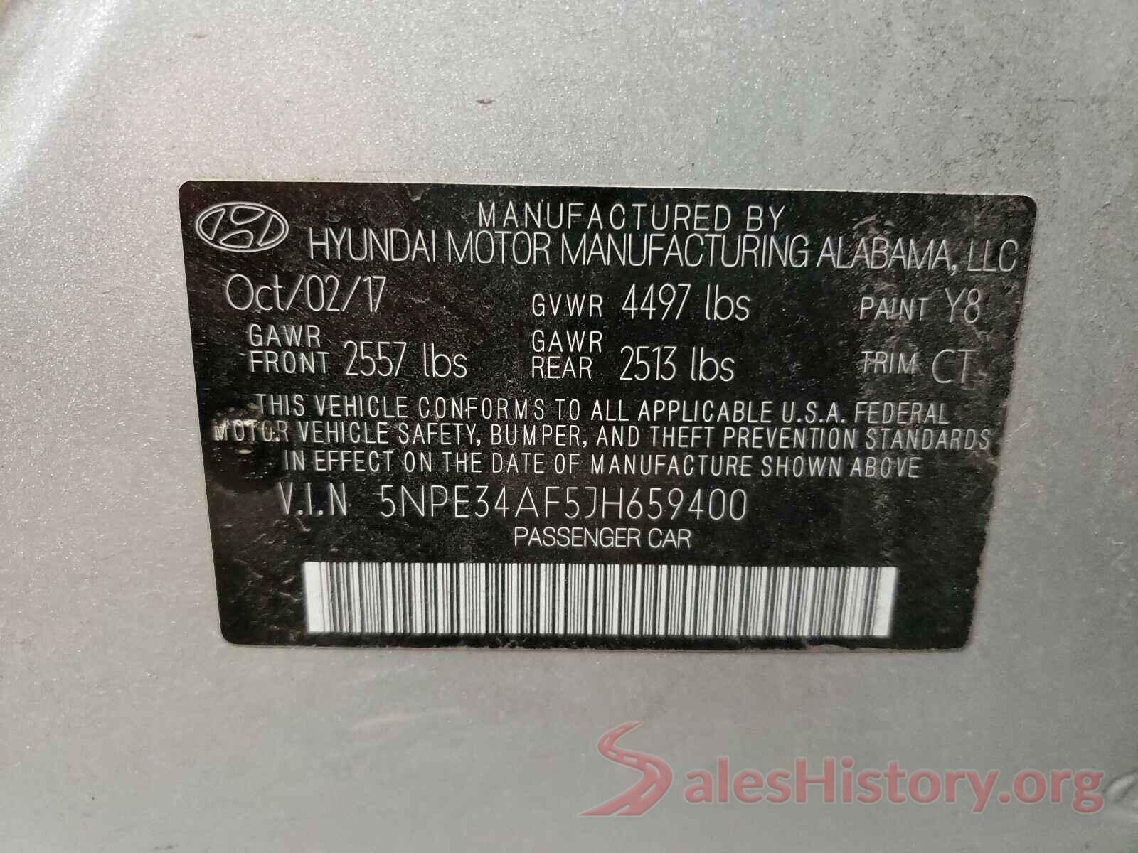 5NPE34AF5JH659400 2018 HYUNDAI SONATA