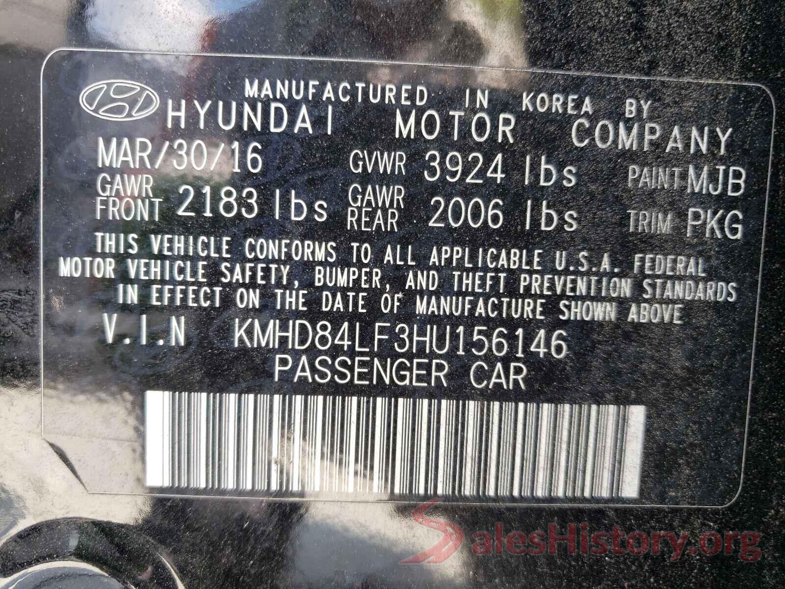 KMHD84LF3HU156146 2017 HYUNDAI ELANTRA