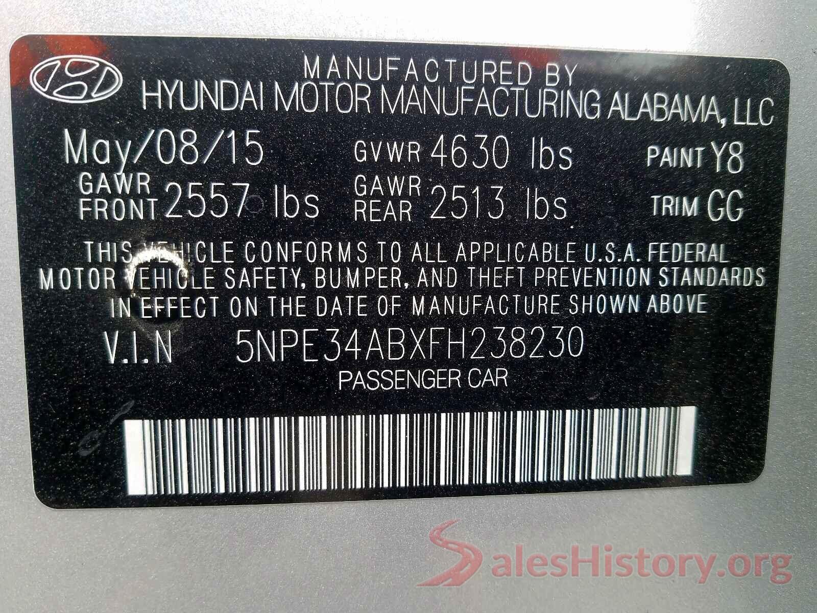 5NPE34ABXFH238230 2015 HYUNDAI SONATA