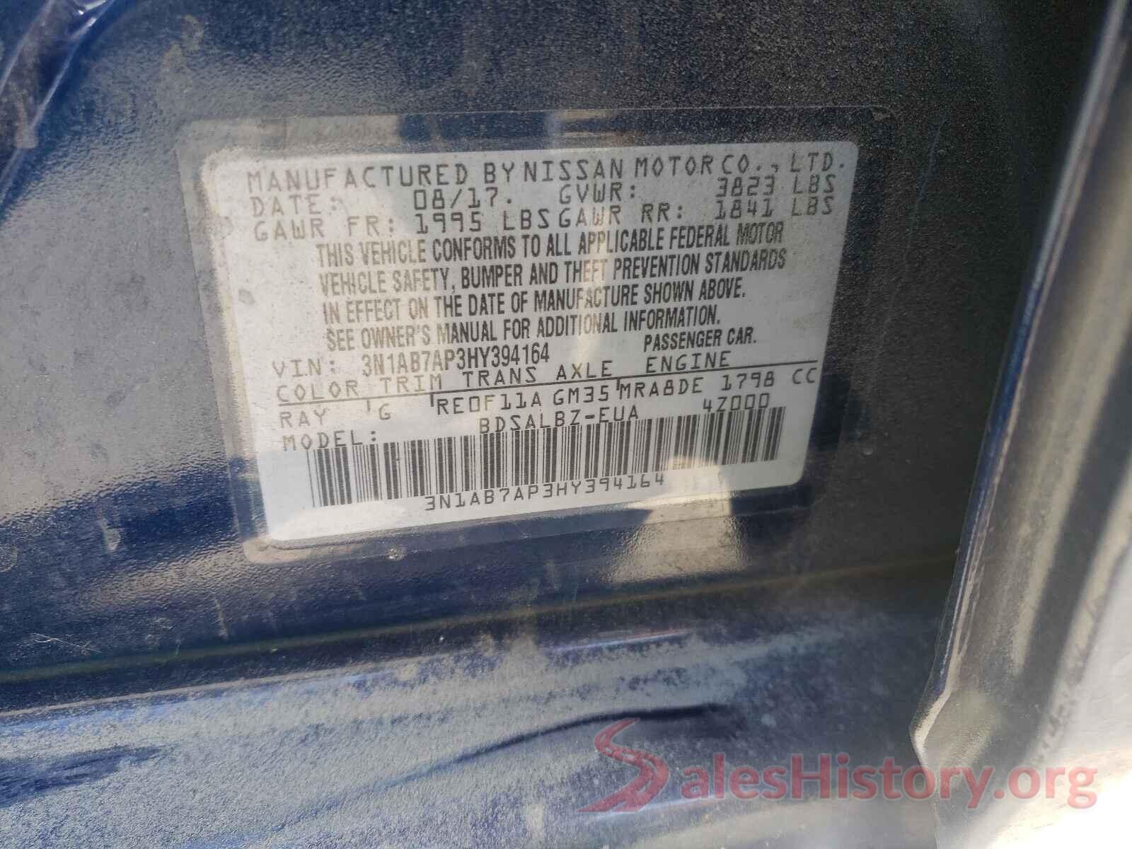 3N1AB7AP3HY394164 2017 NISSAN SENTRA