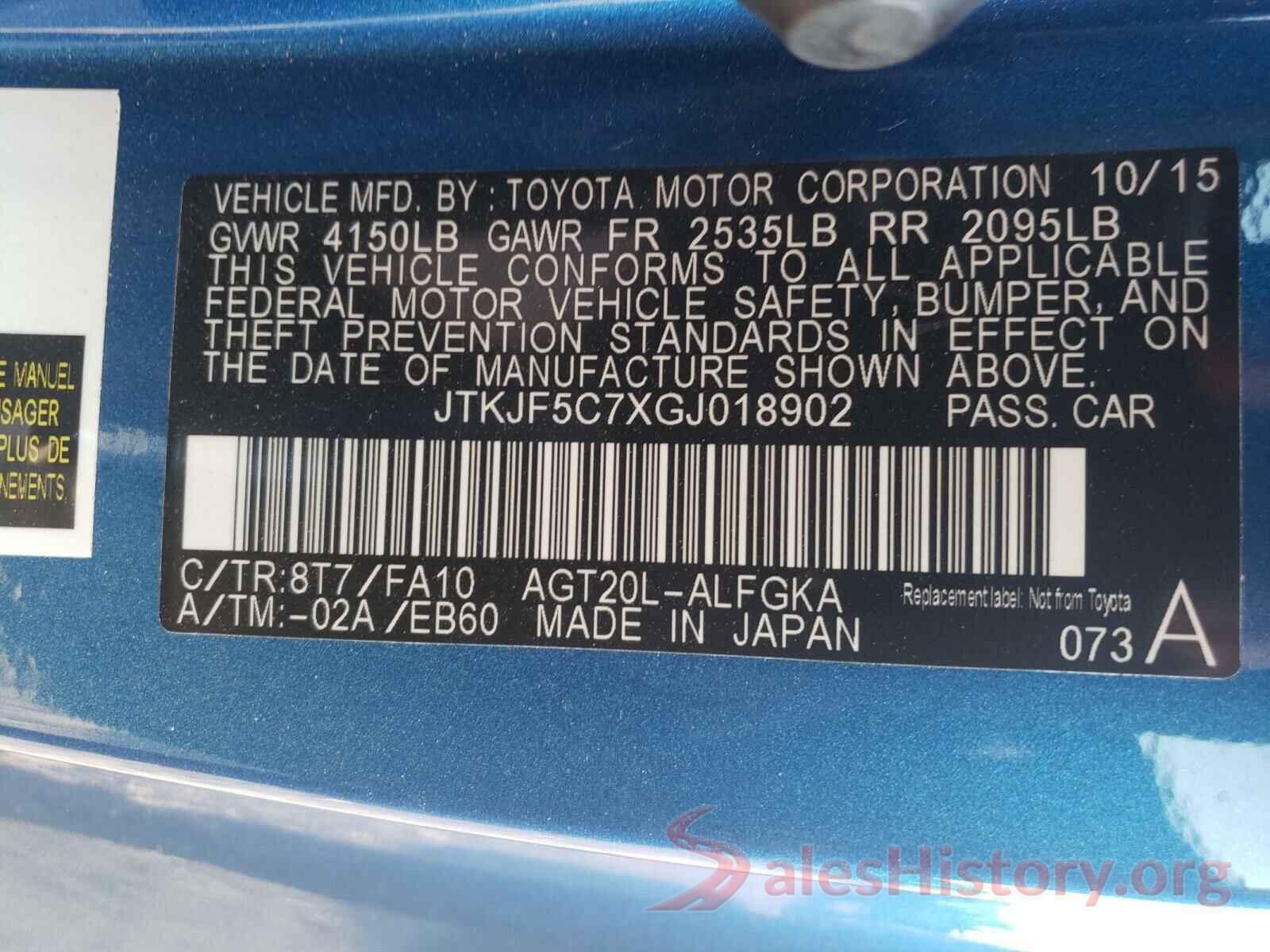 JTKJF5C7XGJ018902 2016 TOYOTA SCION