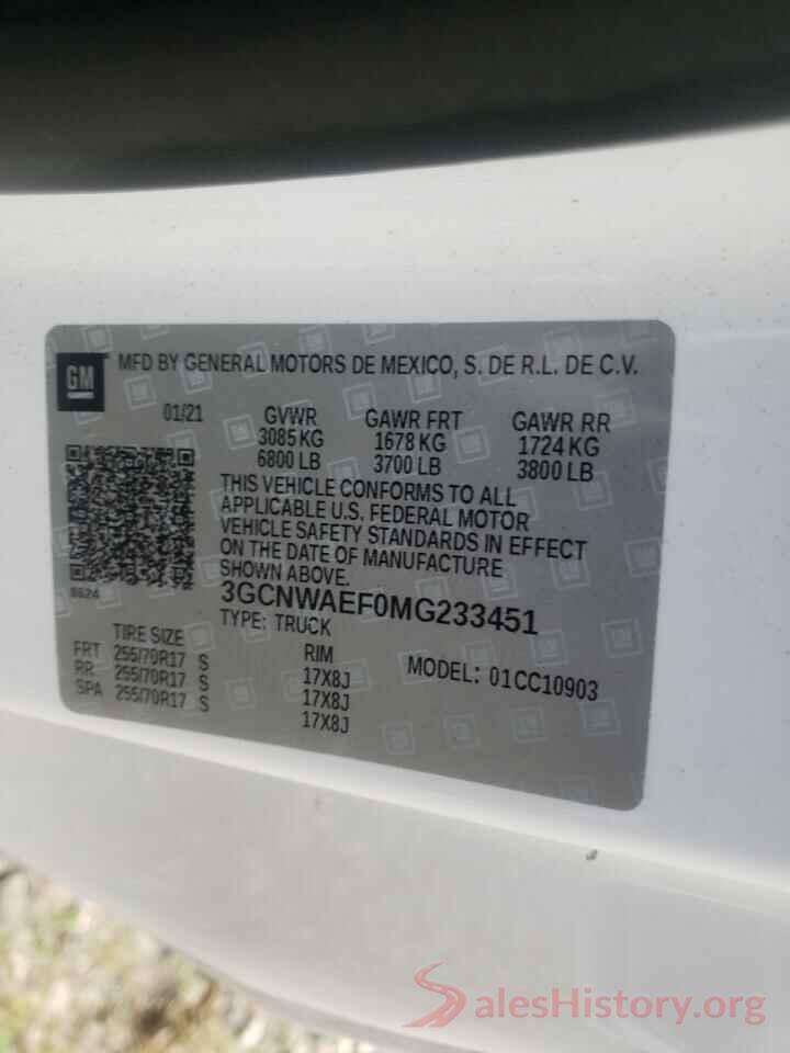 3GCNWAEF0MG233451 2021 CHEVROLET SILVERADO