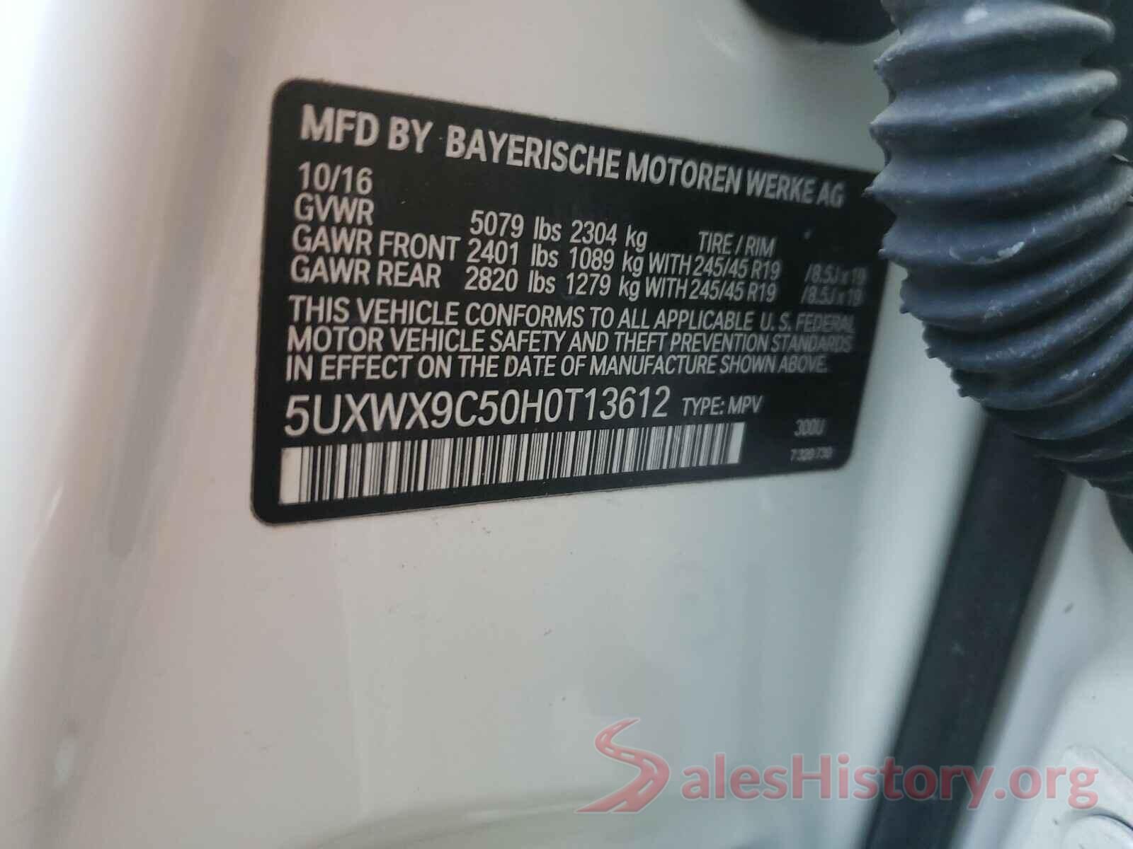 5UXWX9C50H0T13612 2017 BMW X3