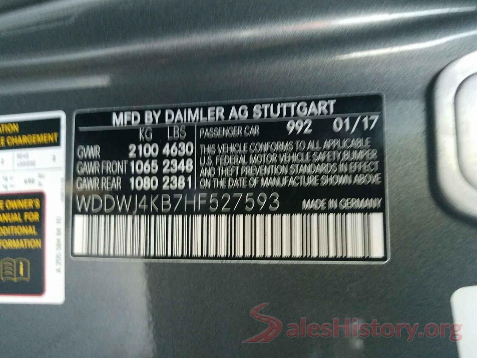 WDDWJ4KB7HF527593 2017 MERCEDES-BENZ C CLASS