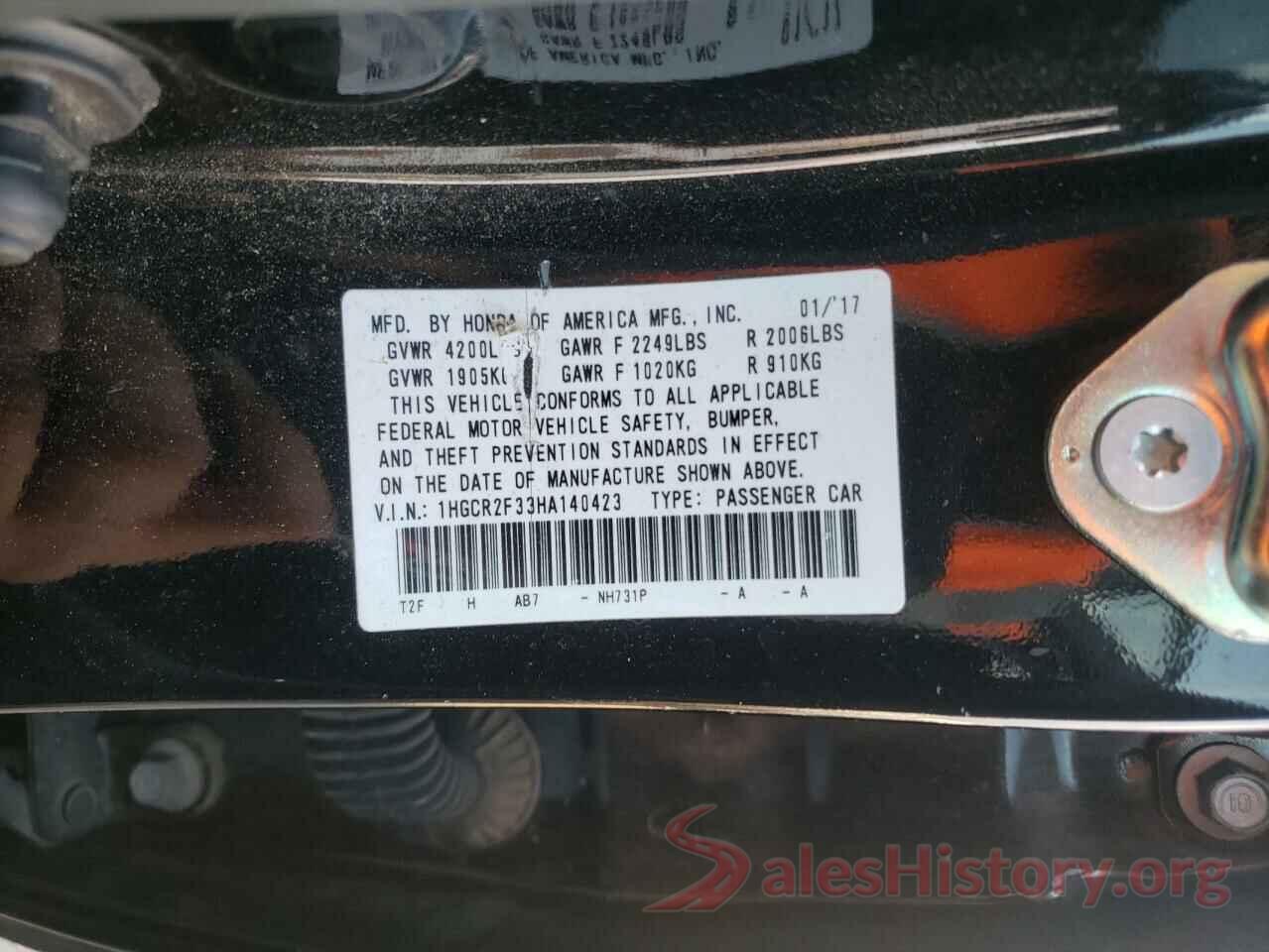 1HGCR2F33HA140423 2017 HONDA ACCORD