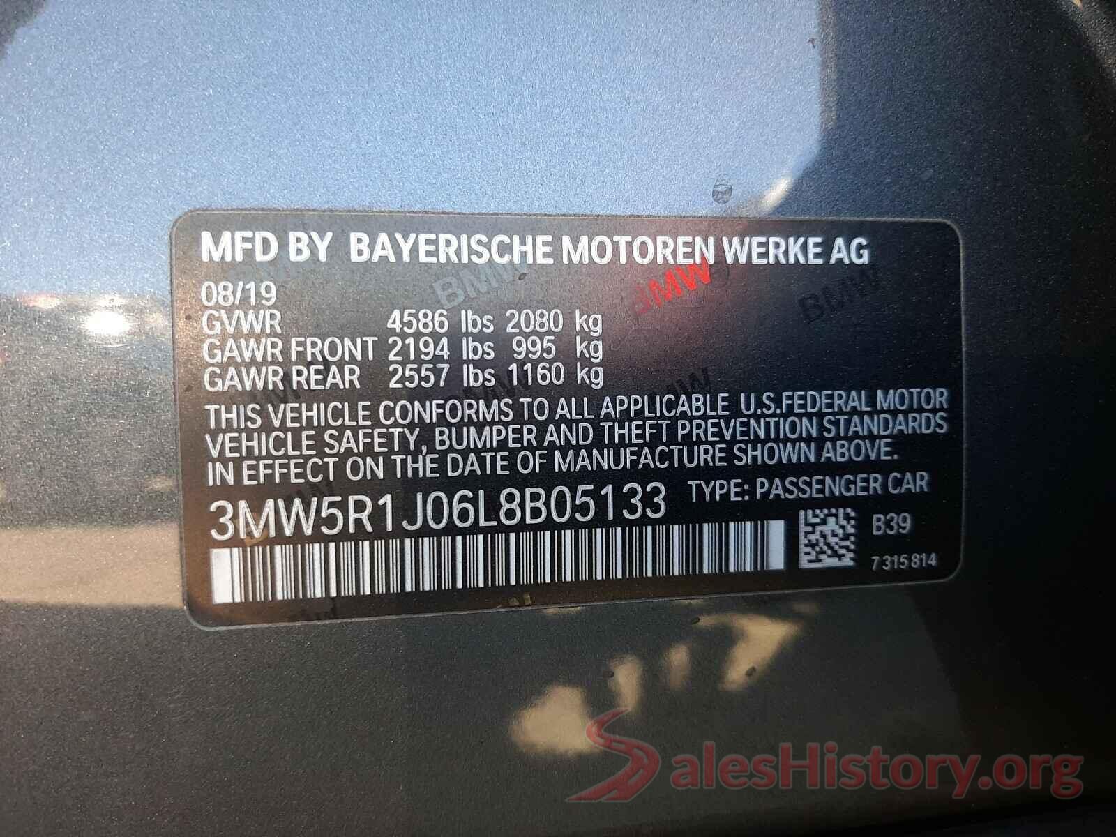 3MW5R1J06L8B05133 2020 BMW 3 SERIES