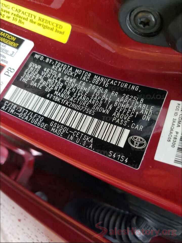 4T1BK1FK2HU577565 2017 TOYOTA CAMRY