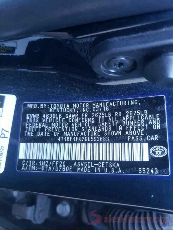 4T1BF1FK7GU593683 2016 TOYOTA CAMRY