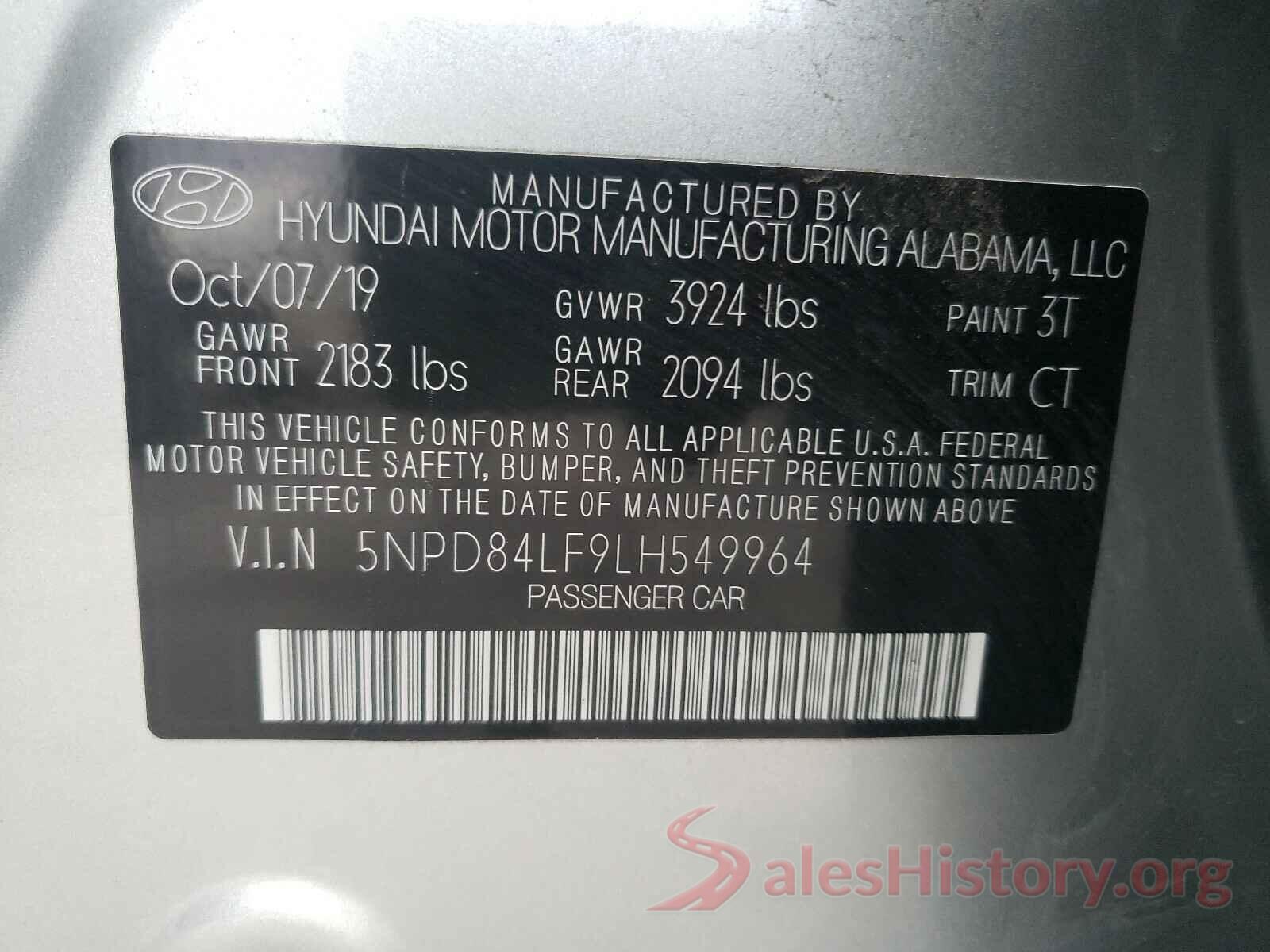 5NPD84LF9LH549964 2020 HYUNDAI ELANTRA