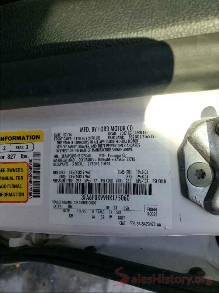 3FA6P0K99HR175060 2017 FORD FUSION