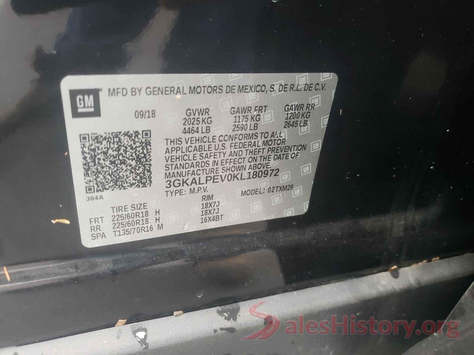 3GKALPEV0KL180972 2019 GMC TERRAIN