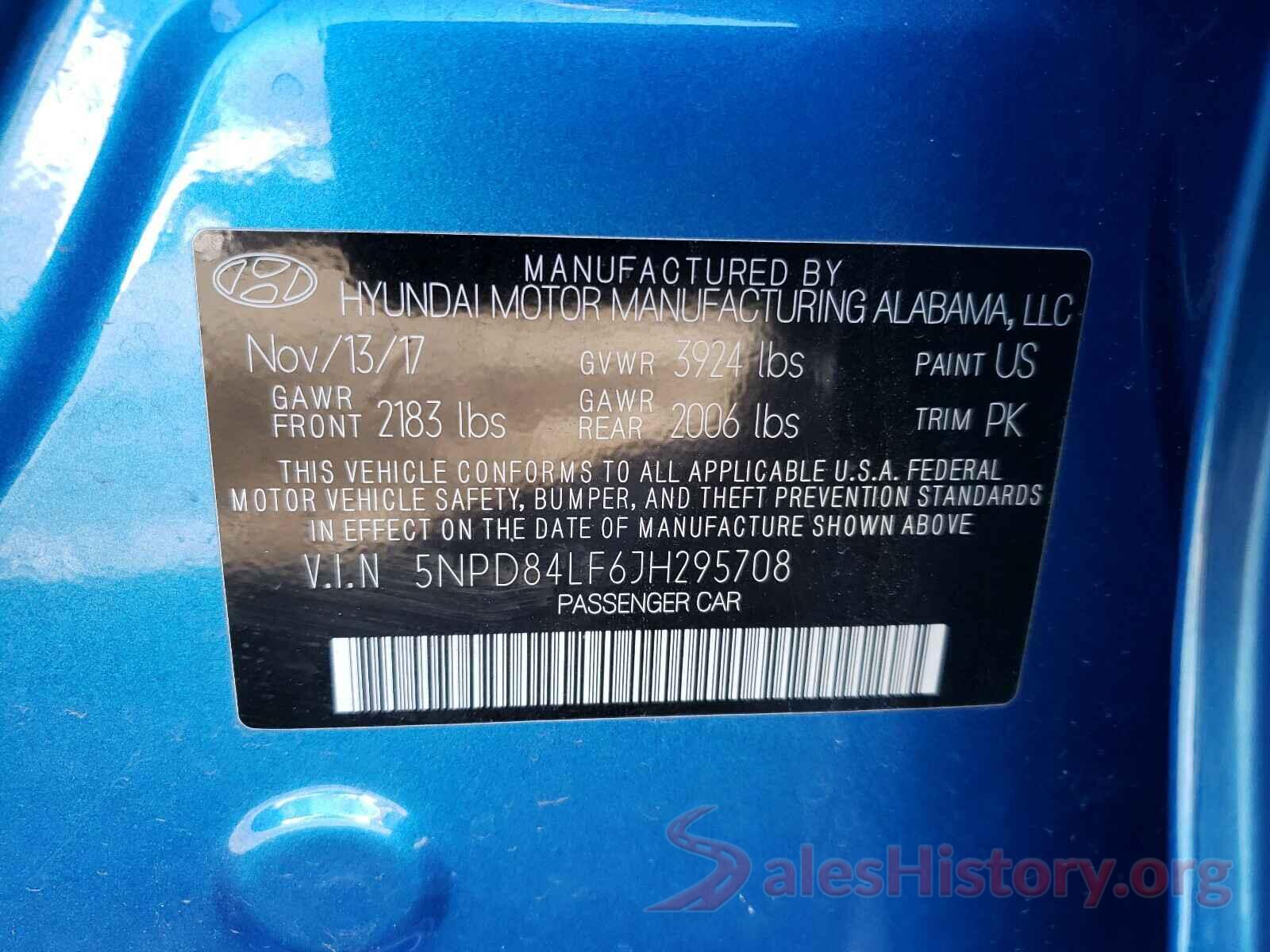 5NPD84LF6JH295708 2018 HYUNDAI ELANTRA