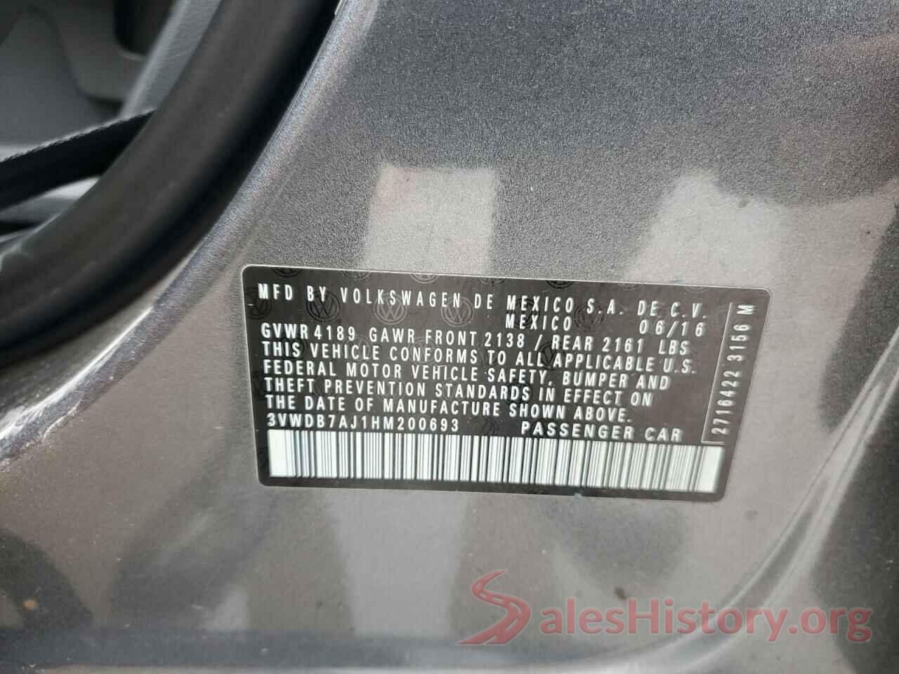 3VWDB7AJ1HM200693 2017 VOLKSWAGEN JETTA