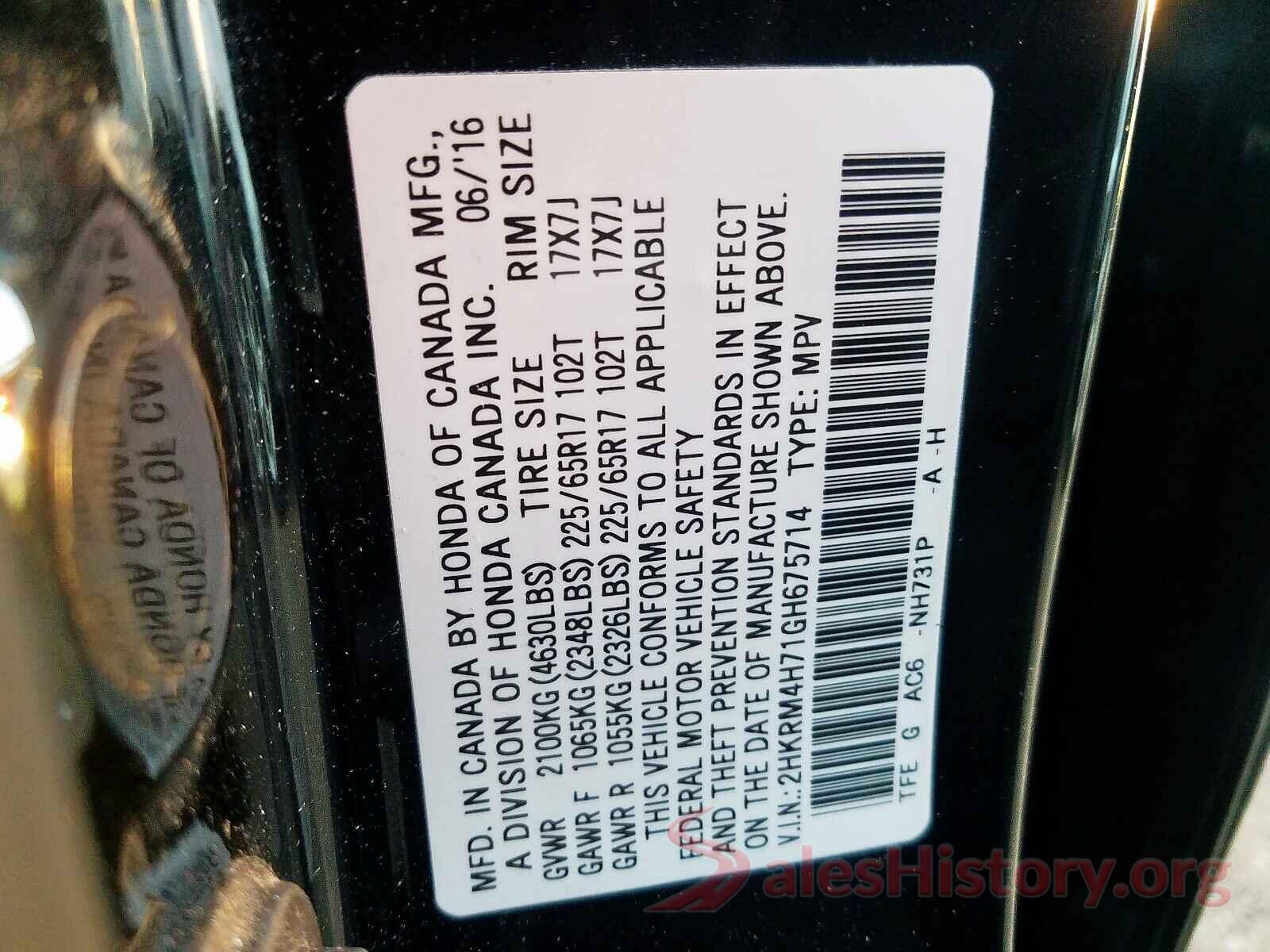 2HKRM4H71GH675714 2016 HONDA CR-V EXL