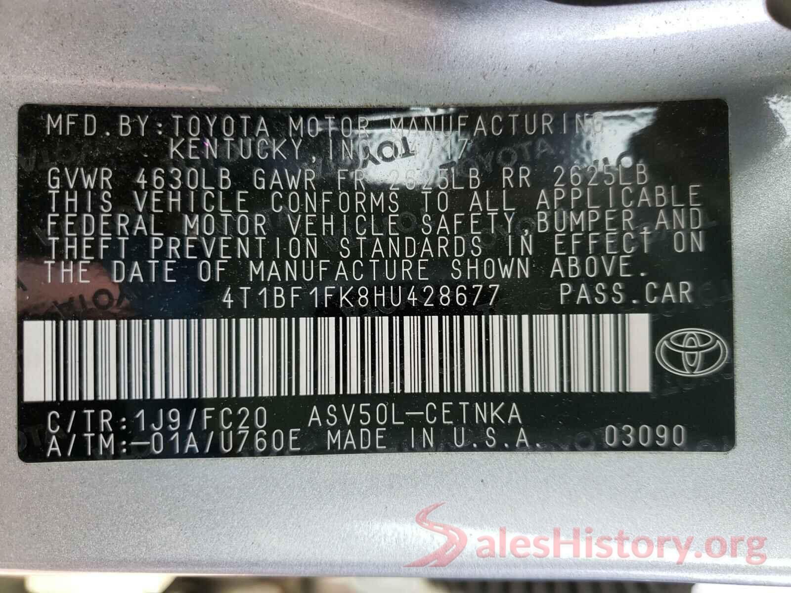 4T1BF1FK8HU428677 2017 TOYOTA CAMRY