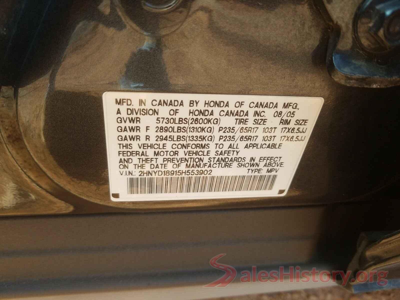 2HNYD18915H553902 2005 ACURA MDX