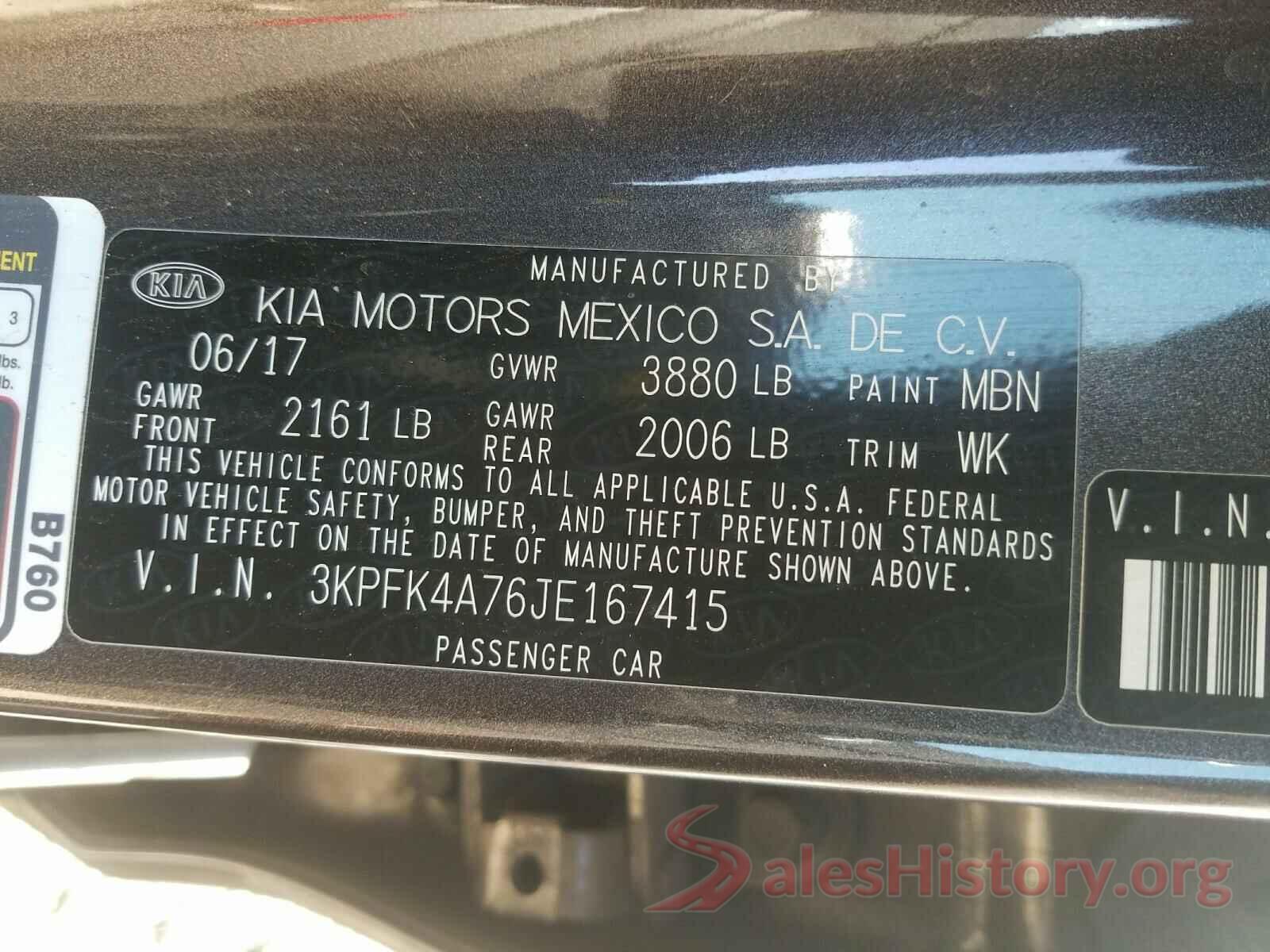 3KPFK4A76JE167415 2018 KIA FORTE