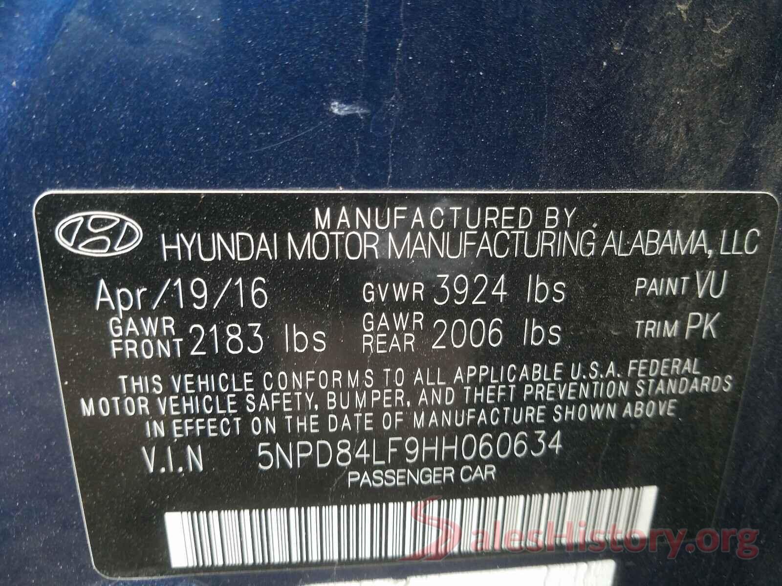 5NPD84LF9HH060634 2017 HYUNDAI ELANTRA