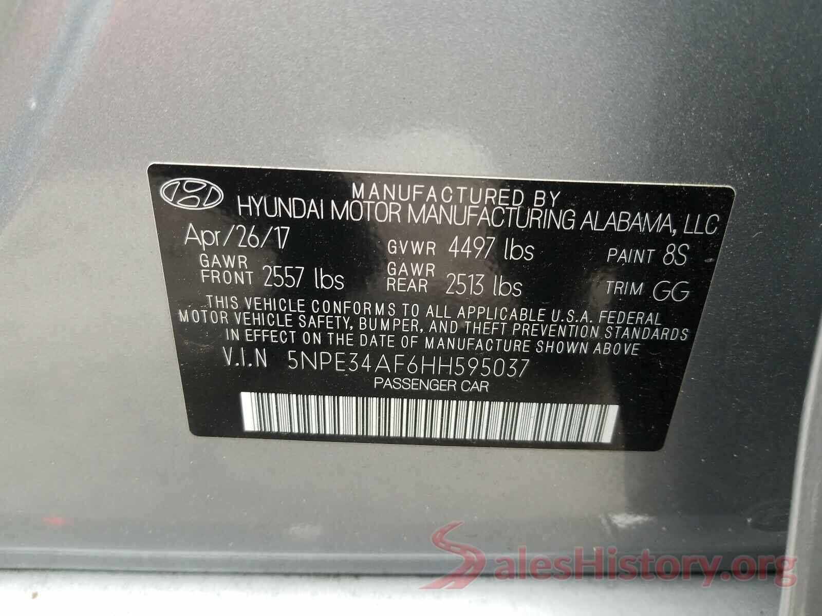 5NPE34AF6HH595037 2017 HYUNDAI SONATA