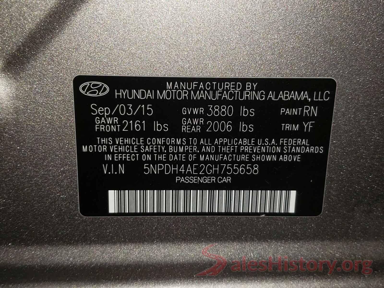 5NPDH4AE2GH755658 2016 HYUNDAI ELANTRA