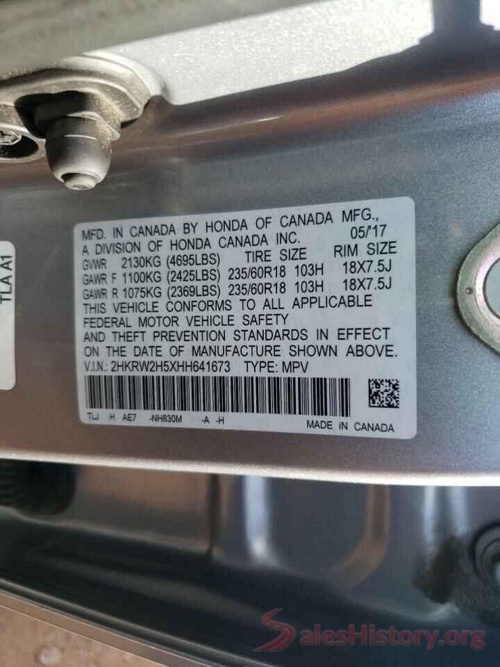 2HKRW2H5XHH641673 2017 HONDA CRV