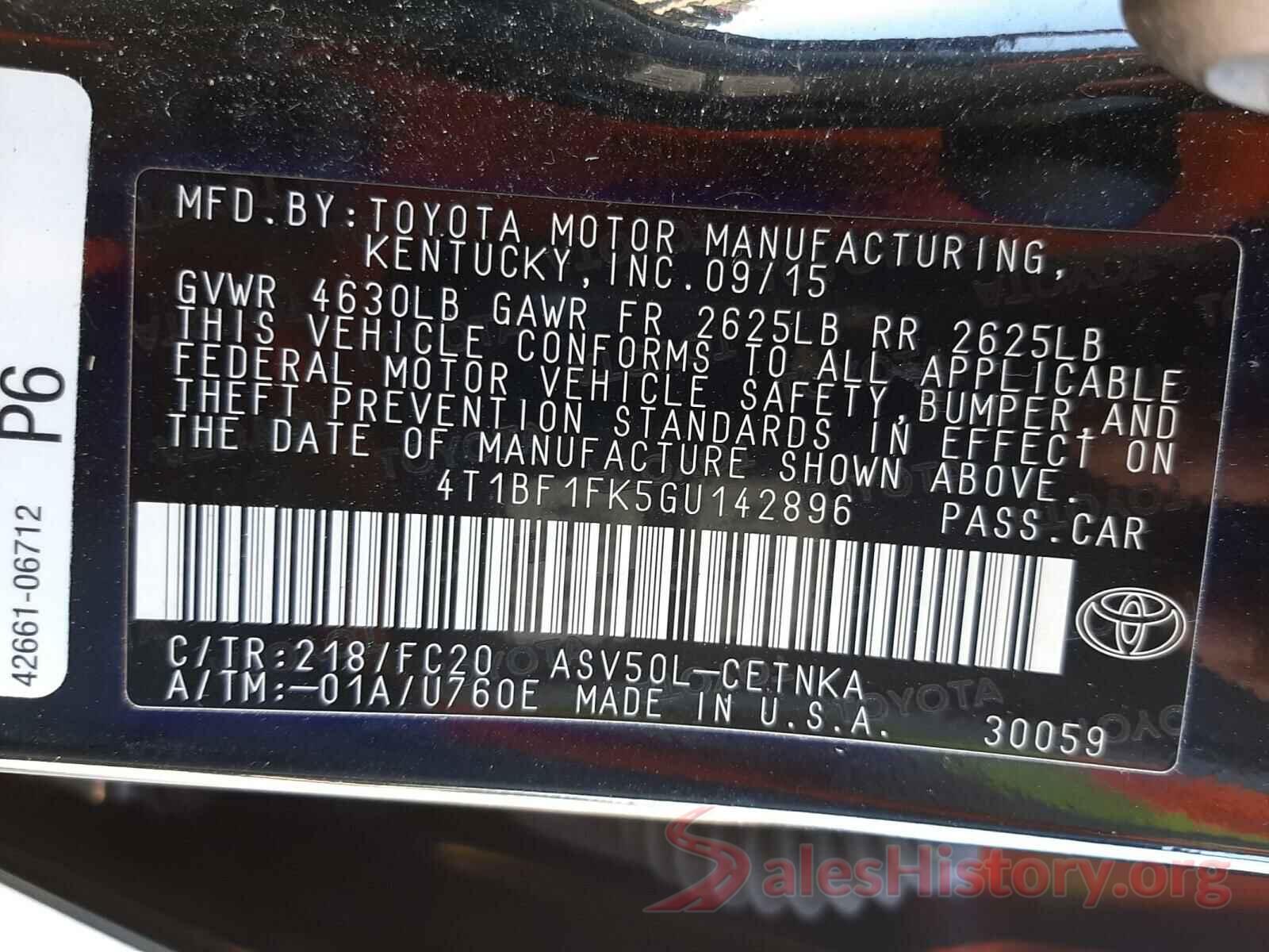 4T1BF1FK5GU142896 2016 TOYOTA CAMRY