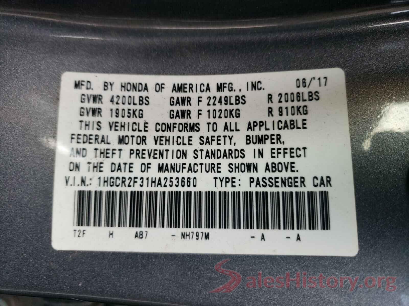 1HGCR2F31HA253660 2017 HONDA ACCORD