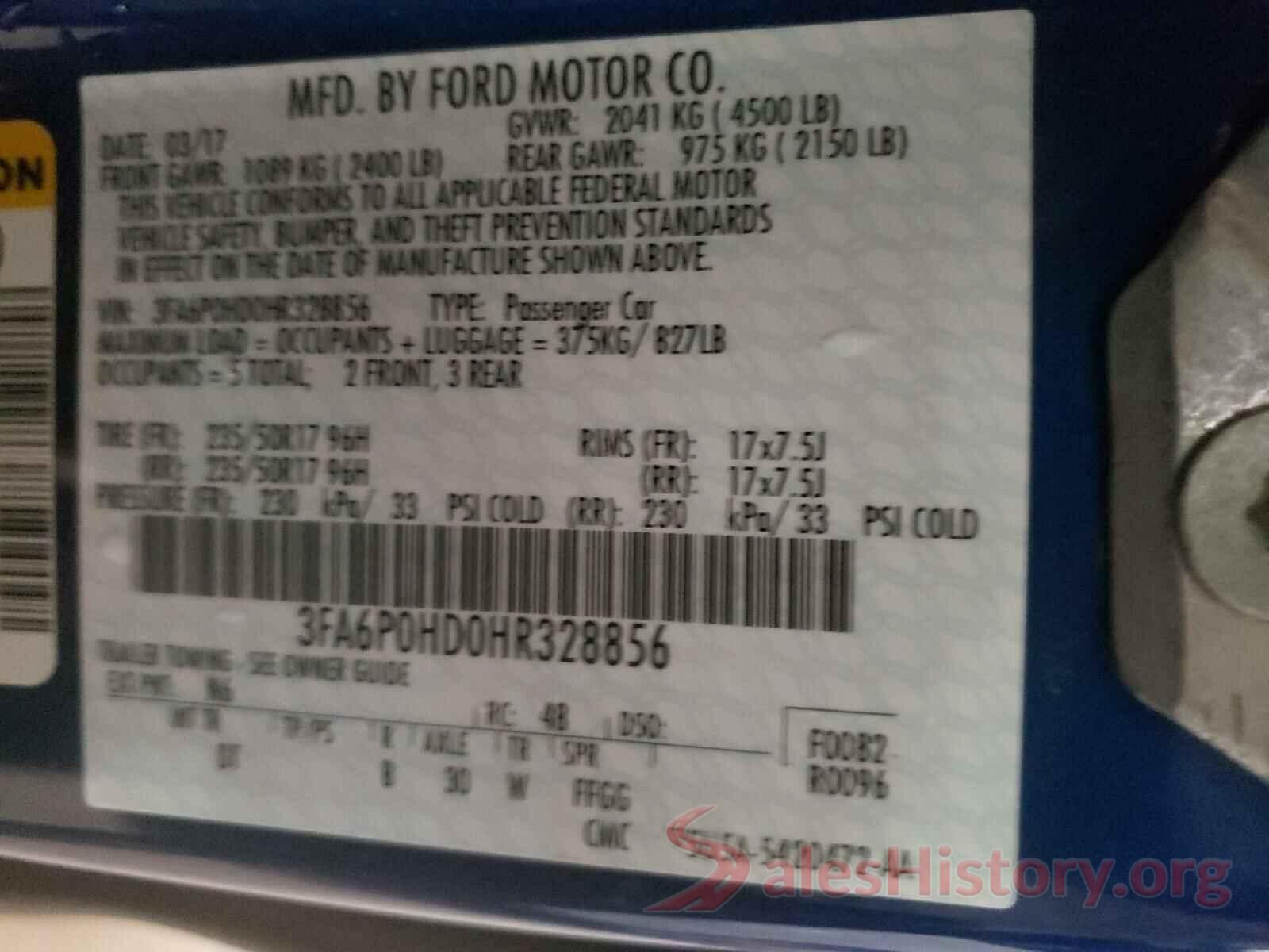 3FA6P0HD0HR328856 2017 FORD FUSION