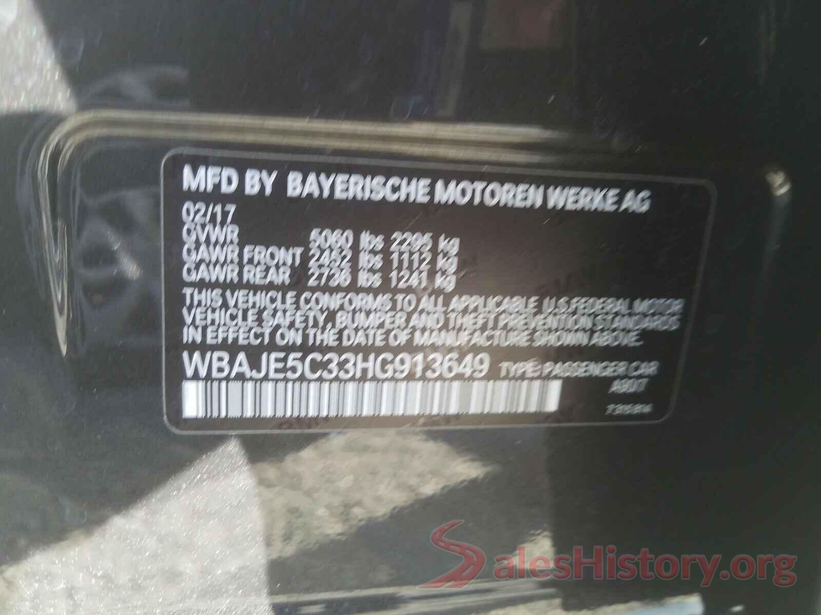 WBAJE5C33HG913649 2017 BMW 5 SERIES