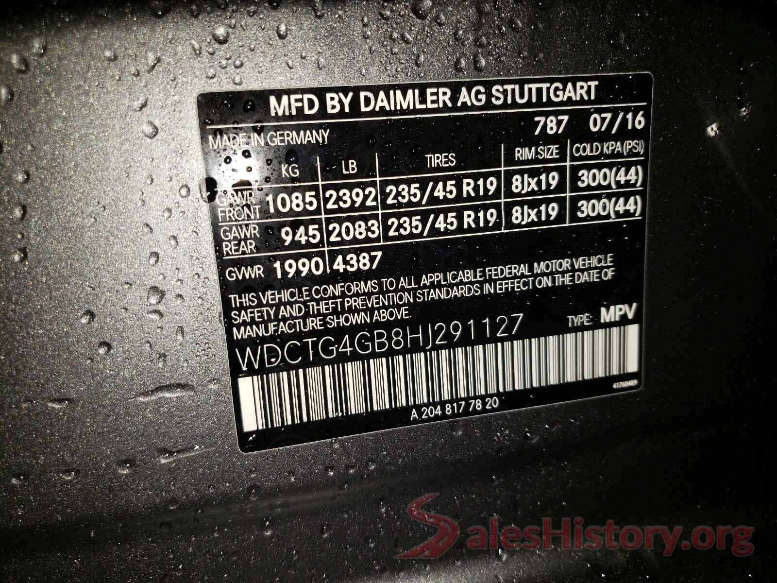 WDCTG4GB8HJ291127 2017 MERCEDES-BENZ G CLASS