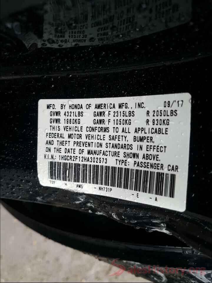 1HGCR2F12HA302573 2017 HONDA ACCORD