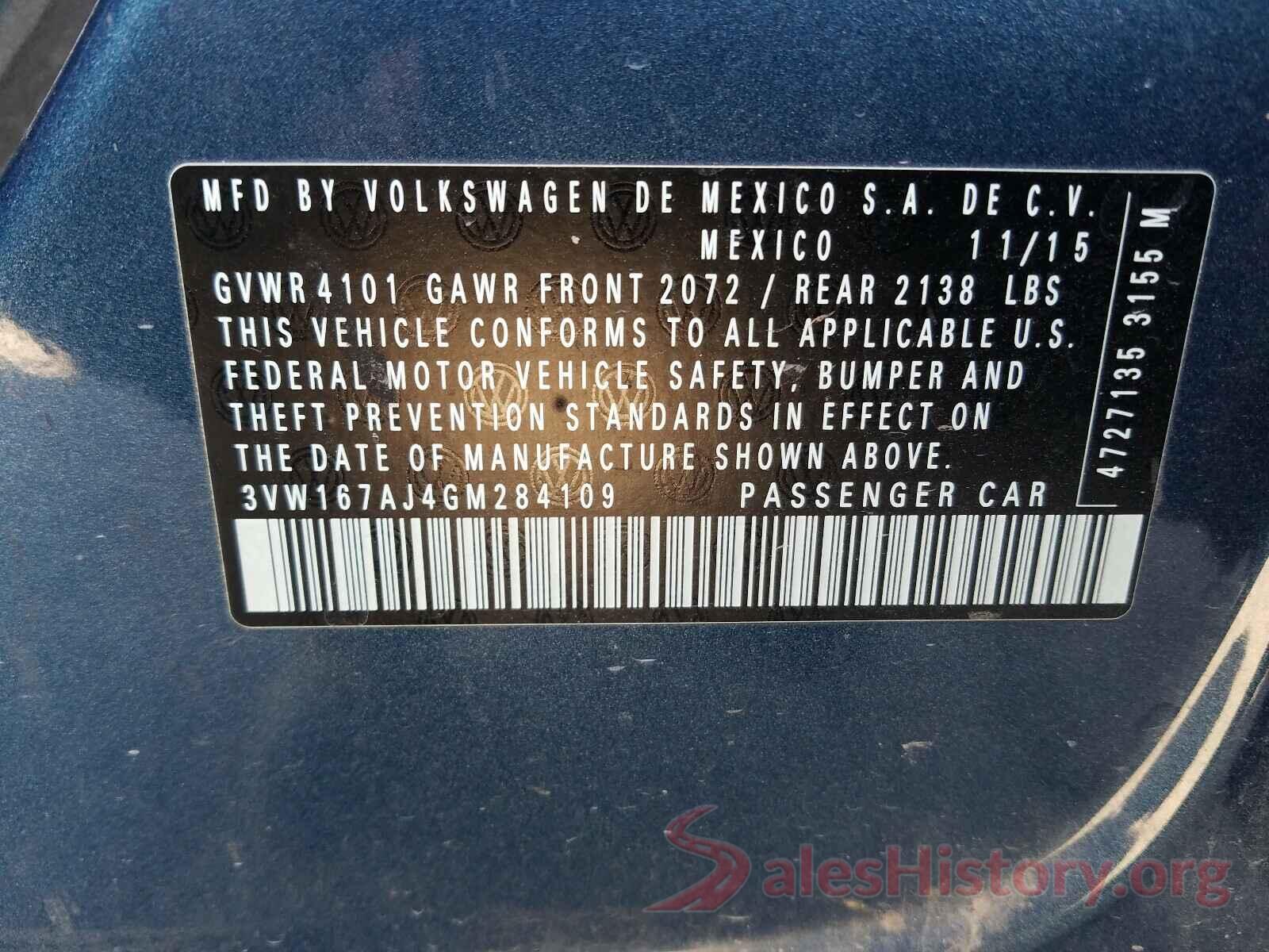 3VW167AJ4GM284109 2016 VOLKSWAGEN JETTA