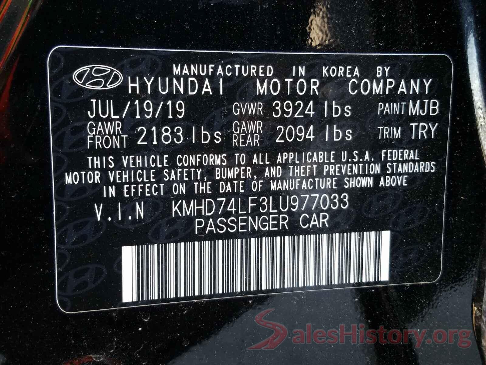 KMHD74LF3LU977033 2020 HYUNDAI ELANTRA