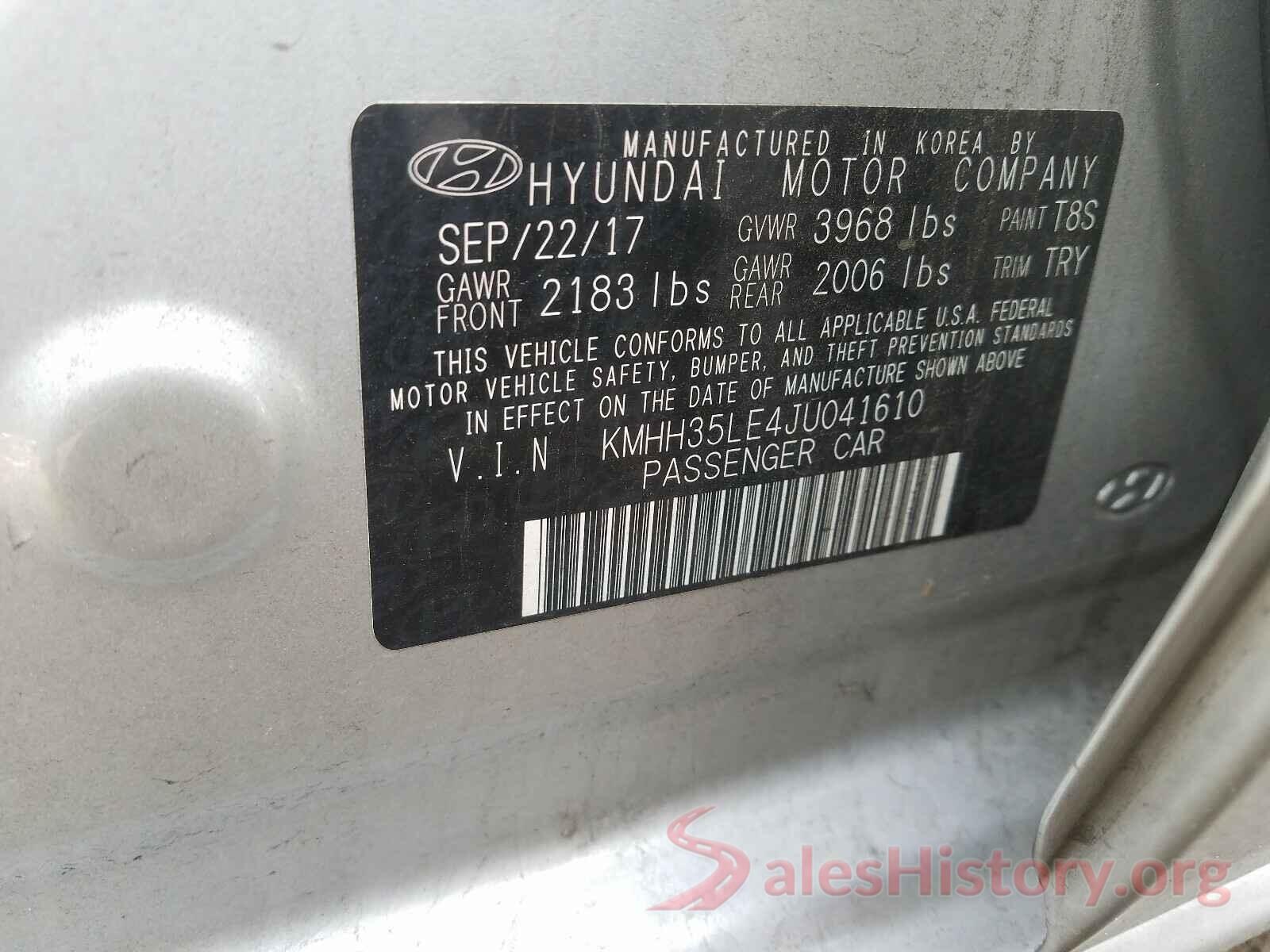 KMHH35LE4JU041610 2018 HYUNDAI ELANTRA