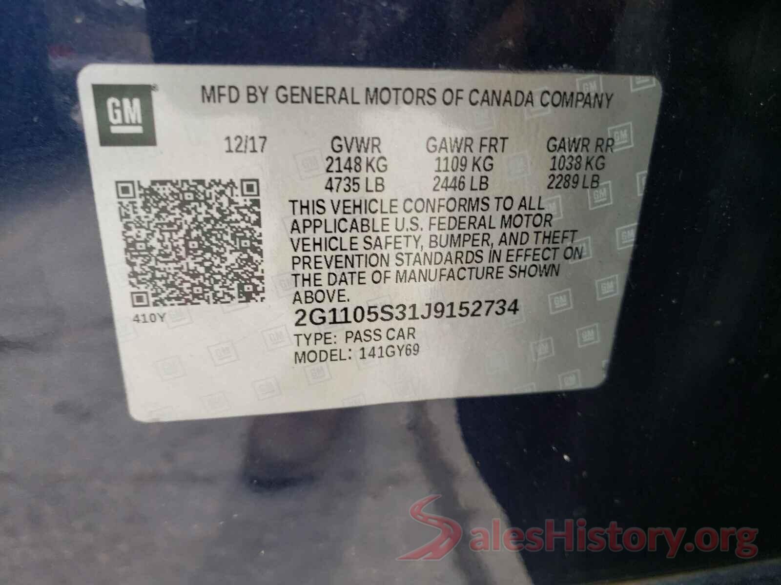 2G1105S31J9152734 2018 CHEVROLET IMPALA