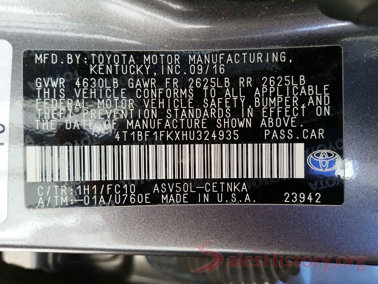 4T1BF1FKXHU324935 2017 TOYOTA CAMRY