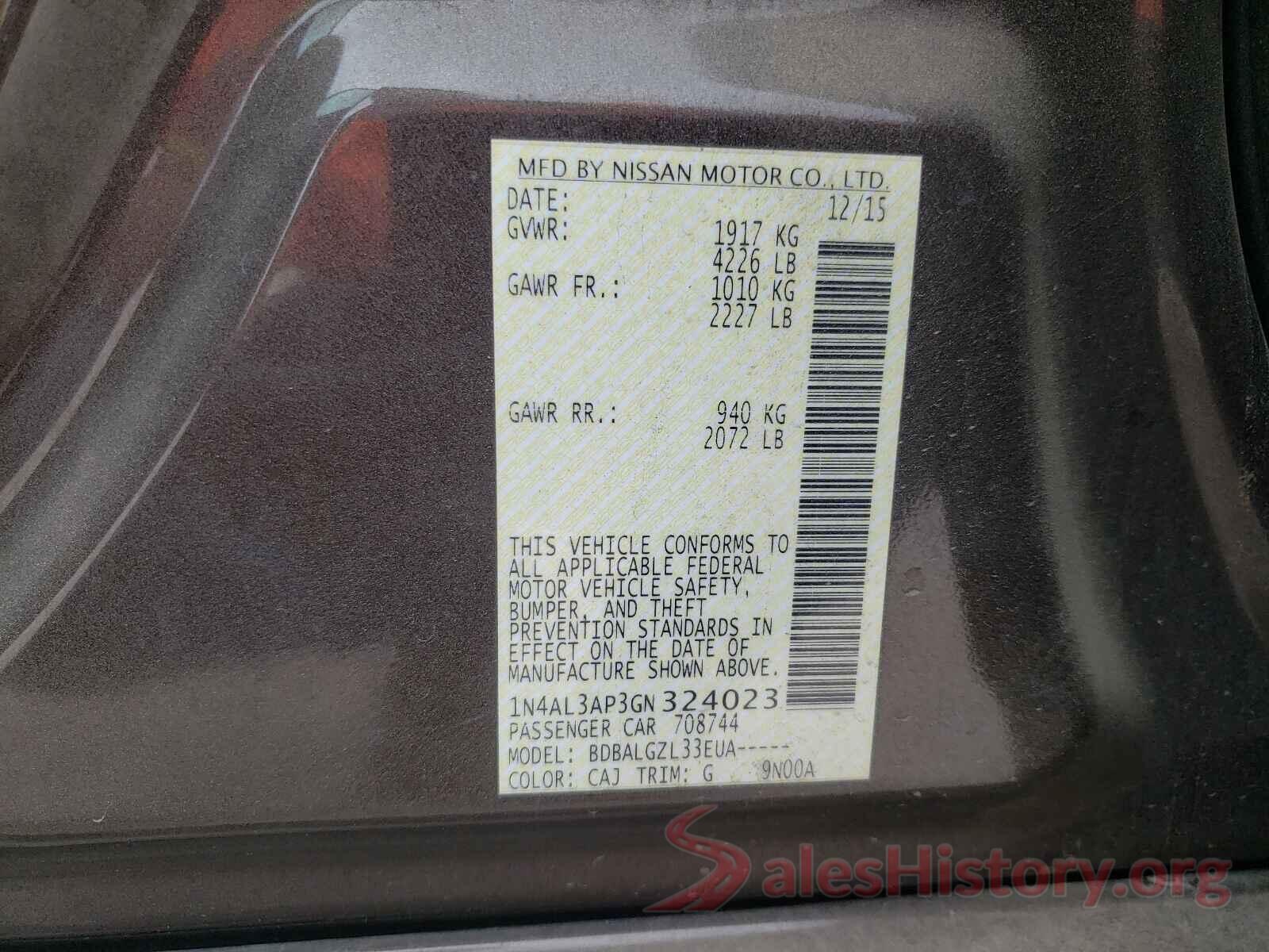 1N4AL3AP3GN324023 2016 NISSAN ALTIMA