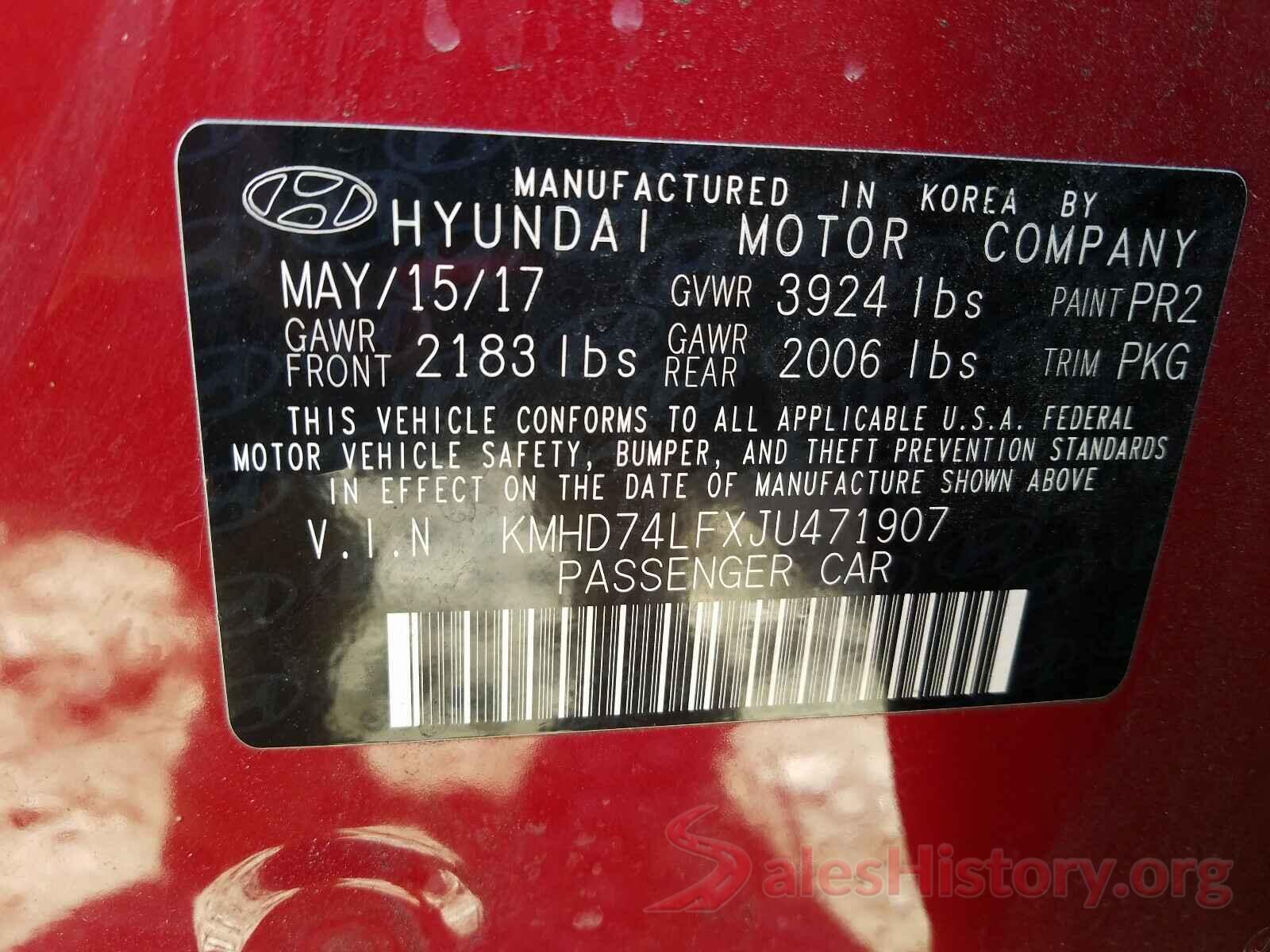 KMHD74LFXJU471907 2018 HYUNDAI ELANTRA