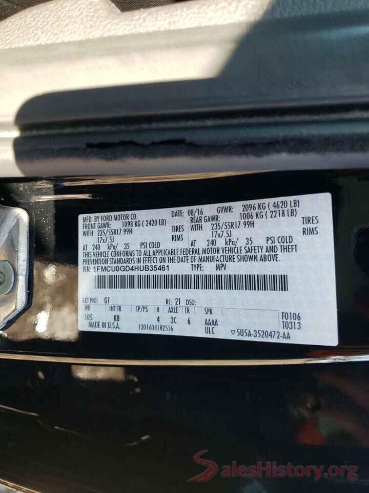 1FMCU0GD4HUB35461 2017 FORD ESCAPE