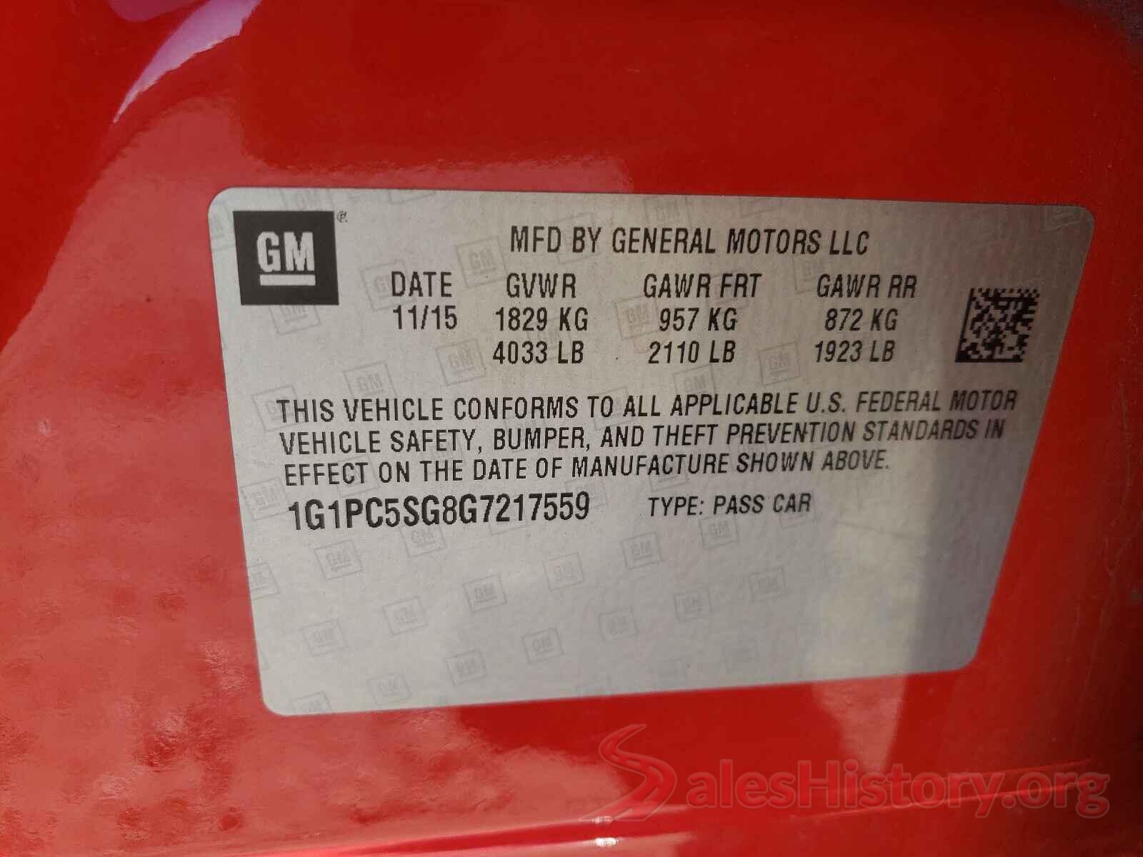 1G1PC5SG8G7217559 2016 CHEVROLET CRUZE