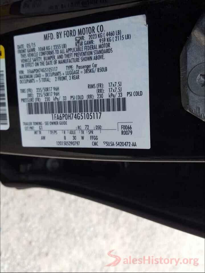 1FA6P0H74G5105117 2016 FORD FUSION