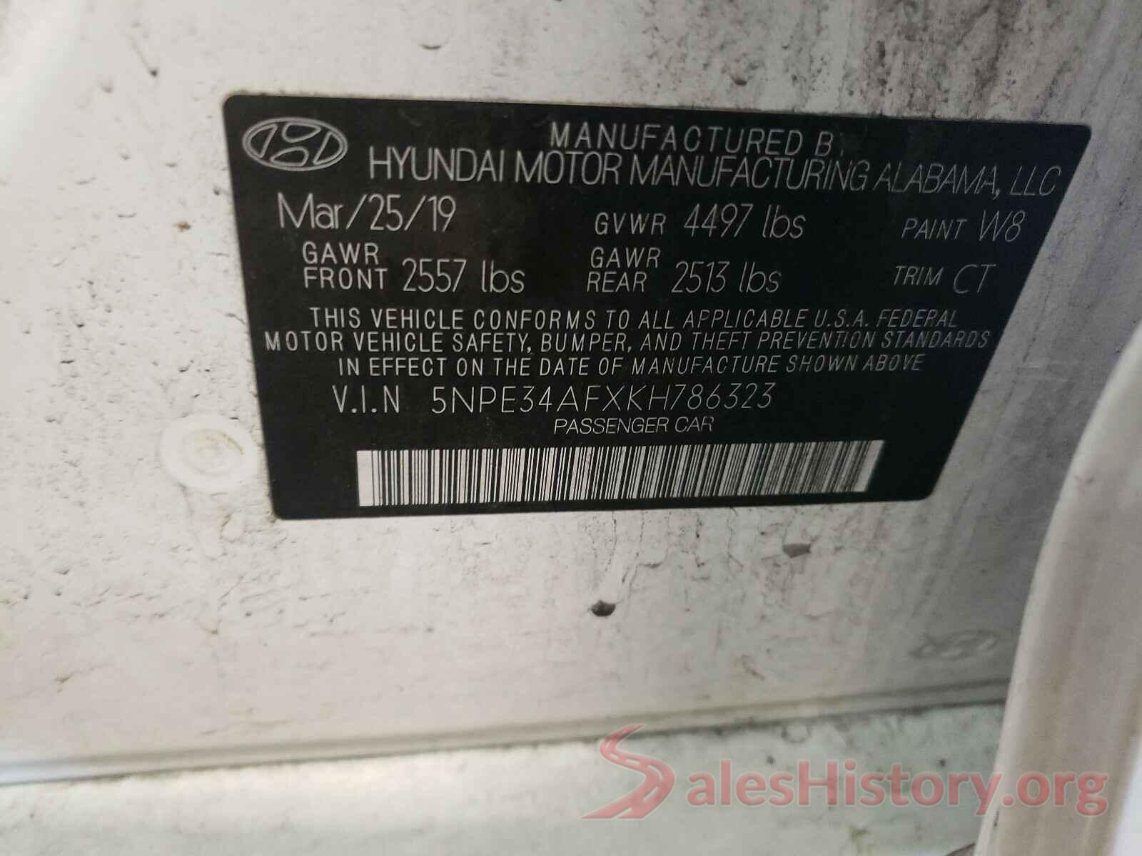 5NPE34AFXKH786323 2019 HYUNDAI SONATA