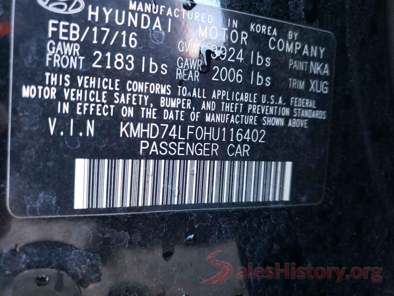 KMHD74LF0HU116402 2017 HYUNDAI ELANTRA