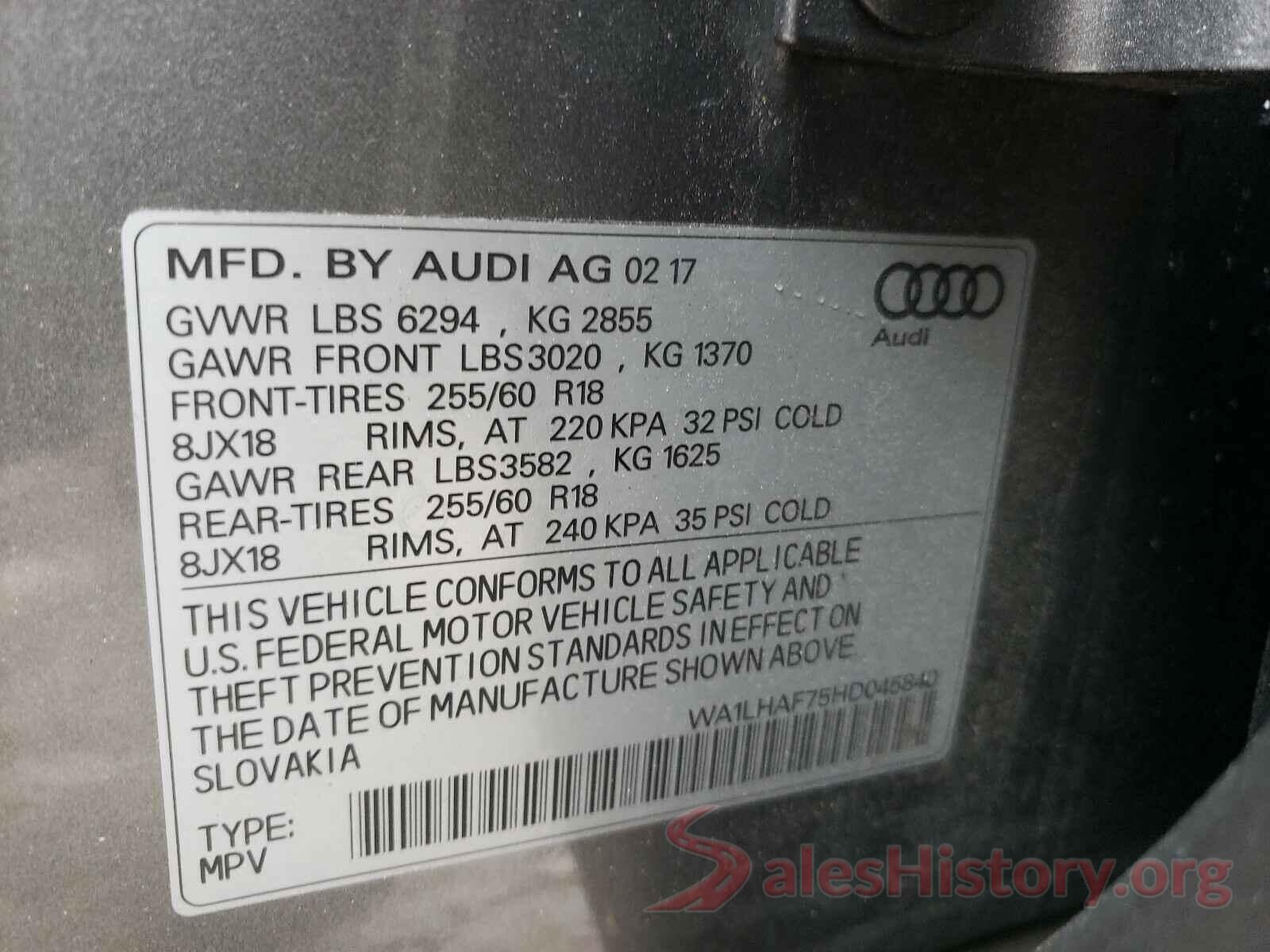 WA1LHAF75HD045840 2017 AUDI Q7