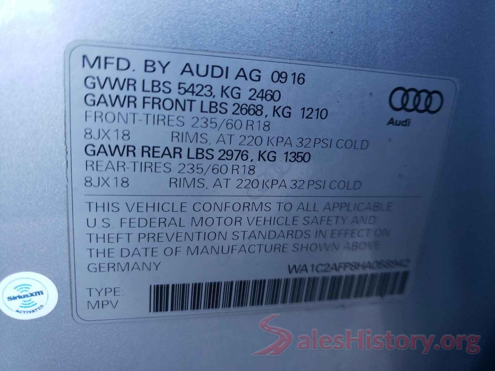 WA1C2AFP8HA058942 2017 AUDI Q5