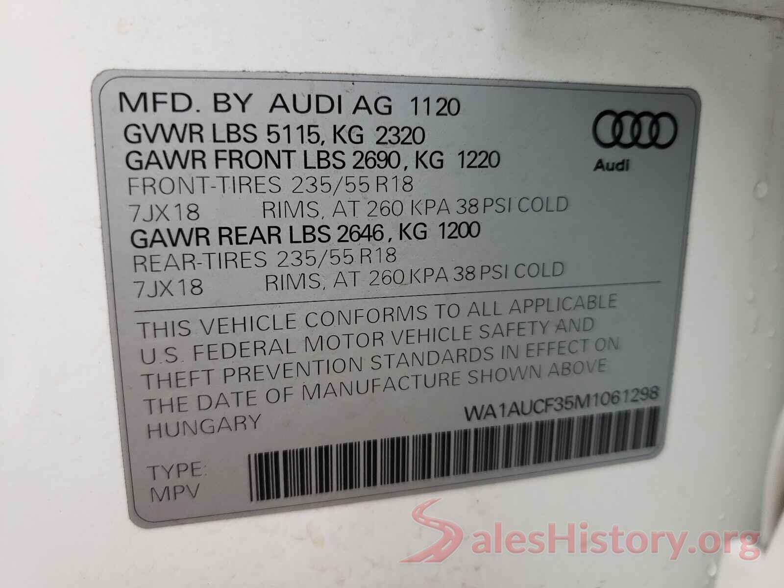 WA1AUCF35M1061298 2021 AUDI Q3