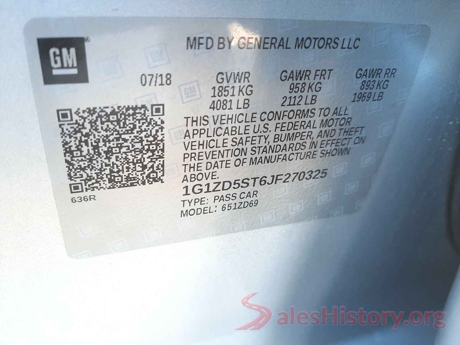 1G1ZD5ST6JF270325 2018 CHEVROLET MALIBU