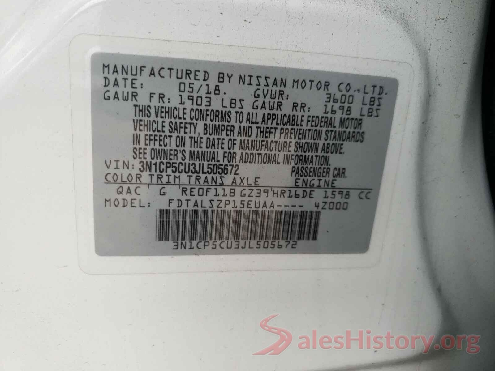 3N1CP5CU3JL505672 2018 NISSAN KICKS